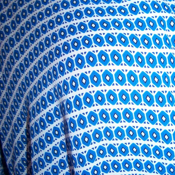 Pleione Blue Geometric Pattern Faux Wrap Top Sz M - Picture 4 of 7